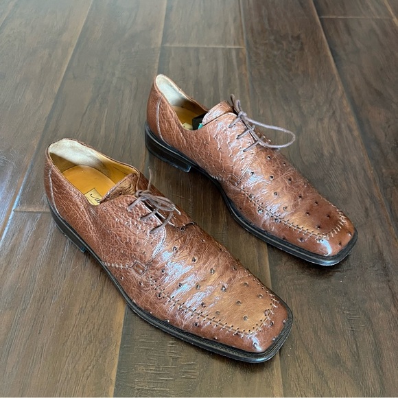 Mezlan Genuine Ostrich upper Mens lace up cap top derby shoes size 13 M - Picture 2 of 7